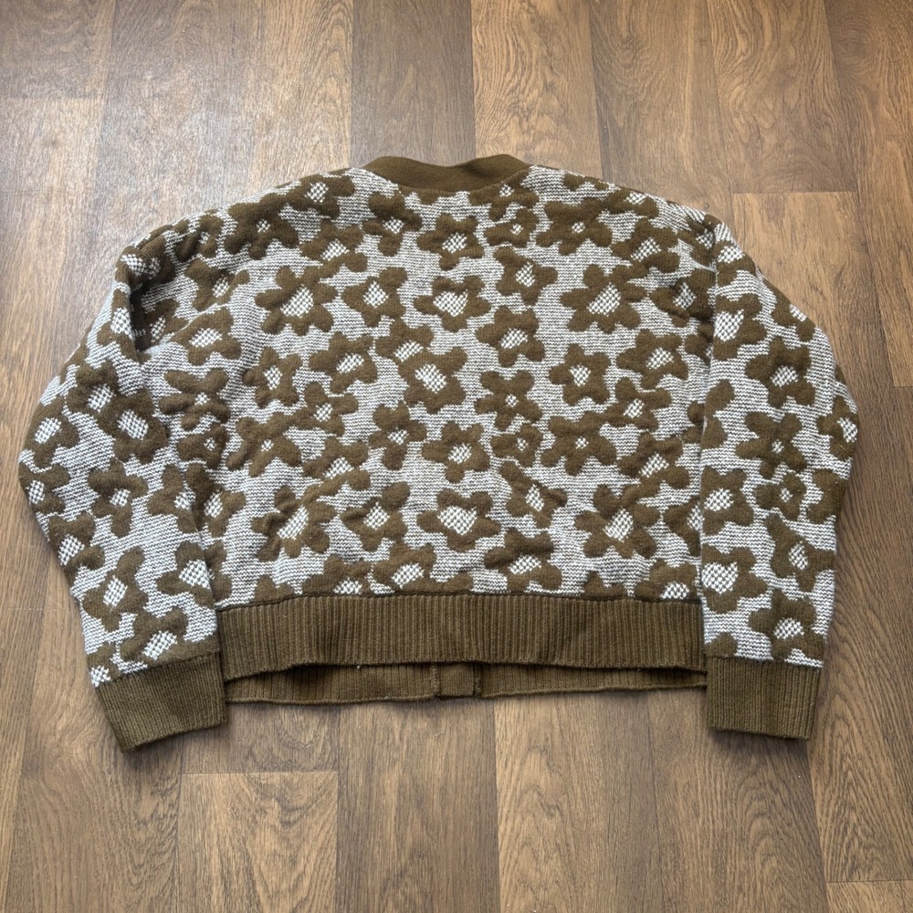 Madewell Womens Leighton Cropped Boxy Floral Wool Cotton Blend Cardigan Sweater - Picture 4 of 8